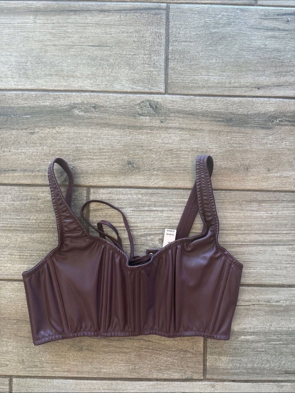 NWT Women's Faux Leather Bralette - Burgundy